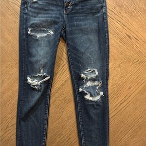 American Eagle Outfitters High Rise Distressed skinny Blue Jeans